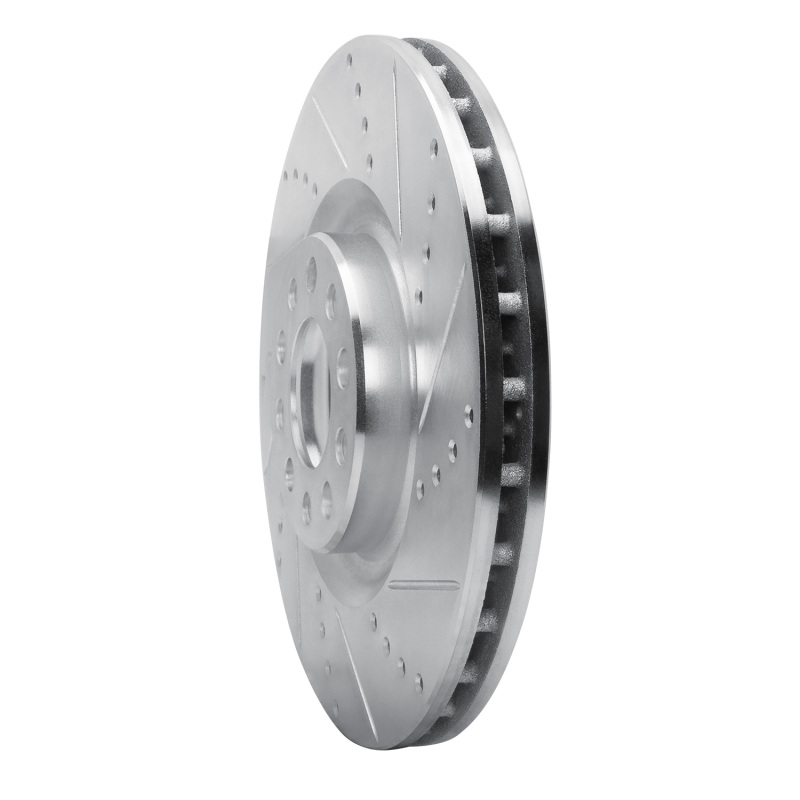 Alfa Romeo Giulia Brake Rotor (1) - Front Right - R1 Concepts - Drilled & Slotted - Silver - `17-`25